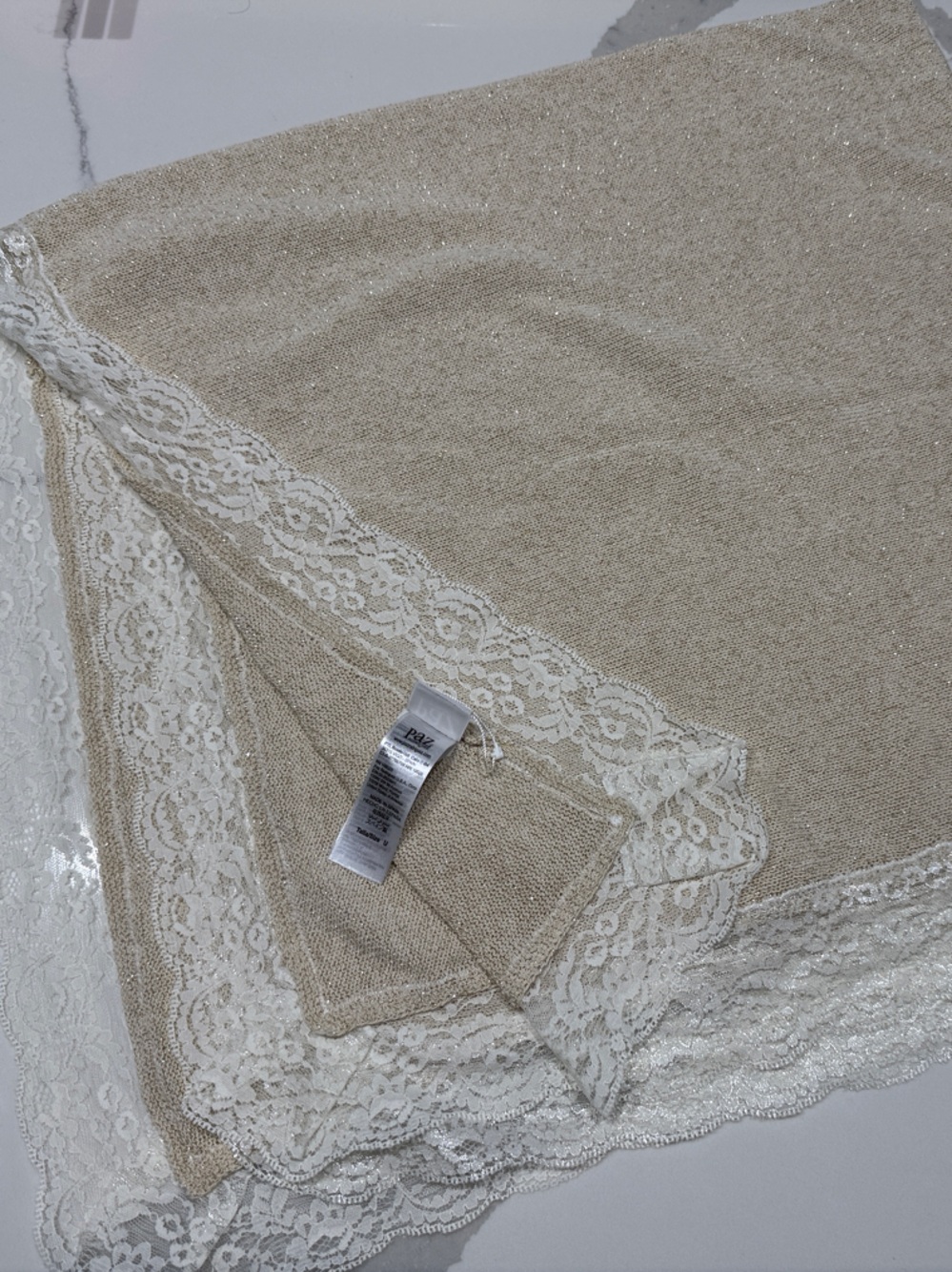 Cream Lace-Trim Bandeau Slip by